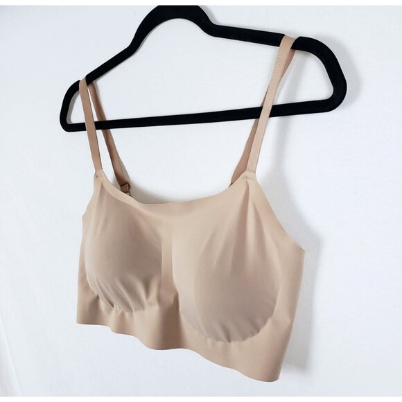 TRUE & CO Womens L Everbody Scoop Bralette Tan Brown Removable Pads Adjustable - Picture 2 of 9